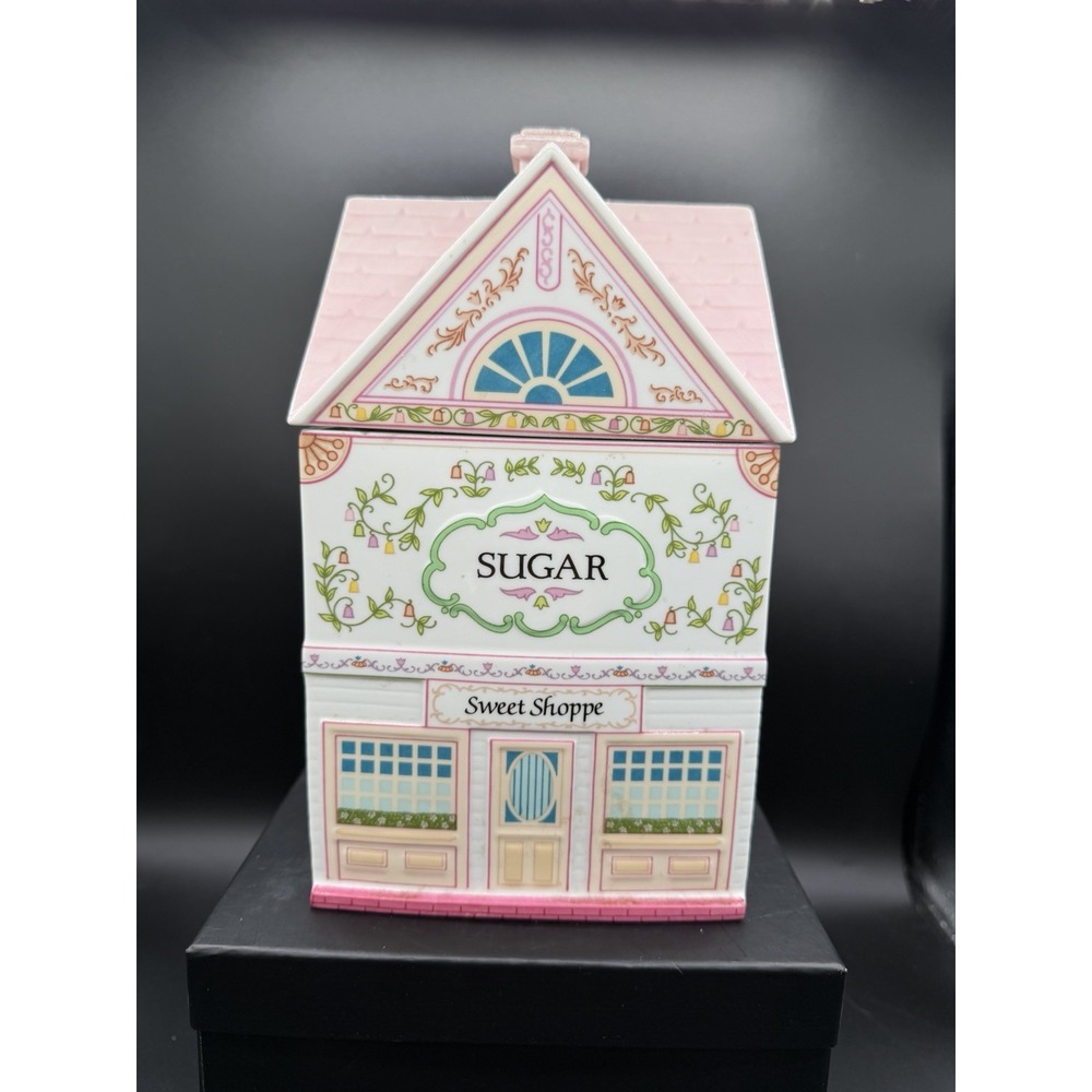 🏡🍬 Lenox Village Sugar Canister 1990 Sweet Shoppe Cottage Jar 🍬🏡✨